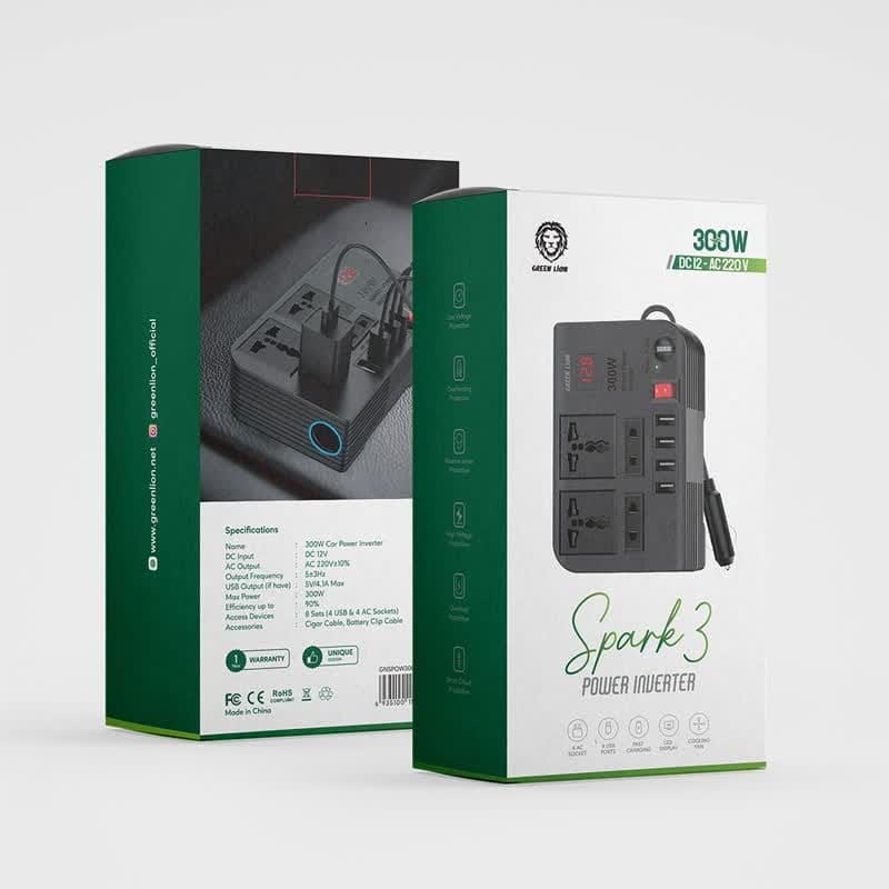 مبدل برق خودرو اسپارک 3 گرین Green Spark 3 Power Inverter 300W