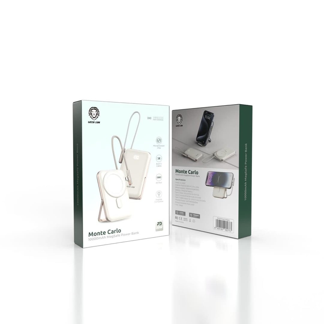 پاوربانک مگسیف مونت کارلو 10000 میلی آمپر گرین Green powerbank Monte Carlo 10000mAh MagSafe