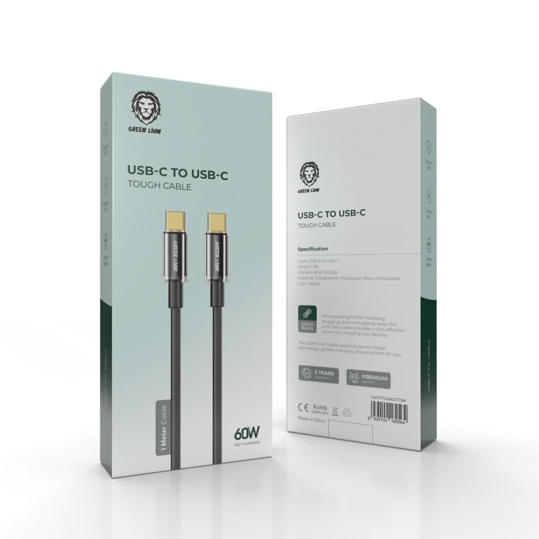کابل تایپ سی به تایپ سی تاچ گرین Green type-c to type-c touch cable