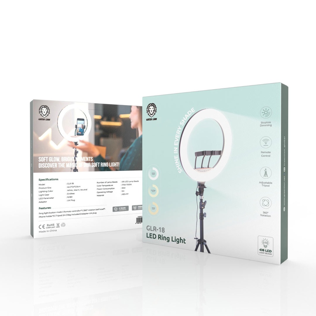 رینگ لایت 18 اینچ گرین لاین Green Lion Button Mode Ringlight 18