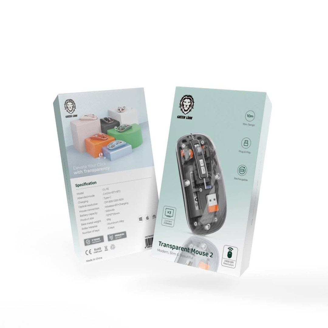 ماوس شفاف  گرین لاین Green Lion Transparent Mouse 2 1600DPI